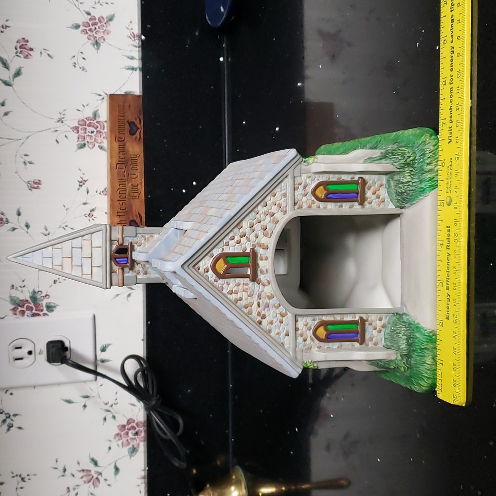 3XHP FIRM 1990s PartyLite Olde World Village #2 Church Porcelain Tealight Holder - Picture 3 of 6